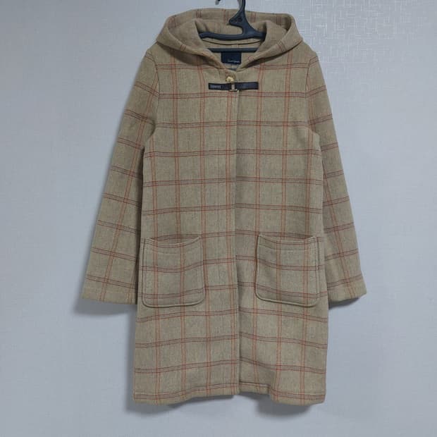 90s 프레피 헤리티지 체크 후드 울 코트