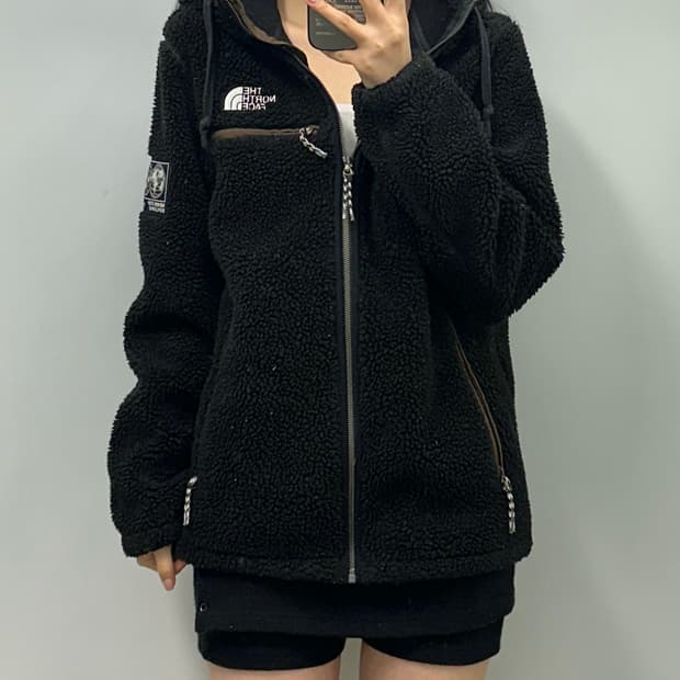 노스페이스 블랙 쉐르파 후드집업 