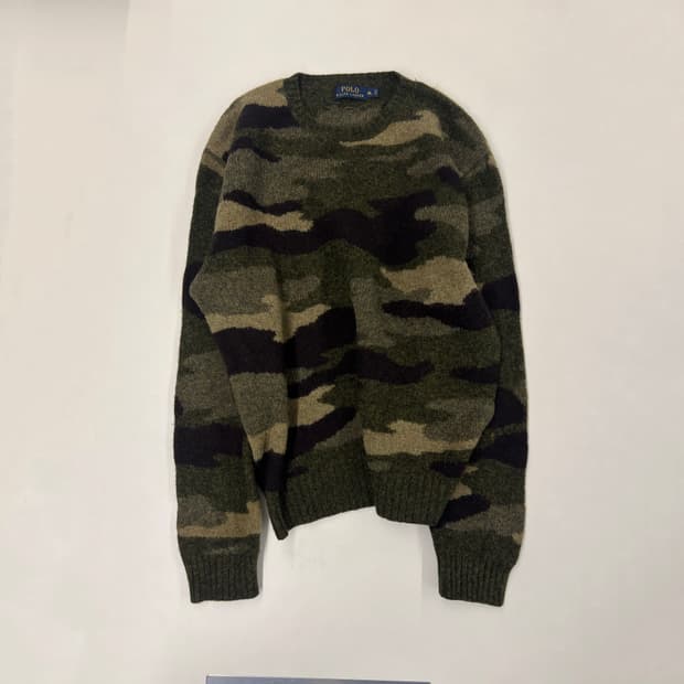 폴로 랄프로렌 인타르시아 카모플라쥬 엘보 패치 니트