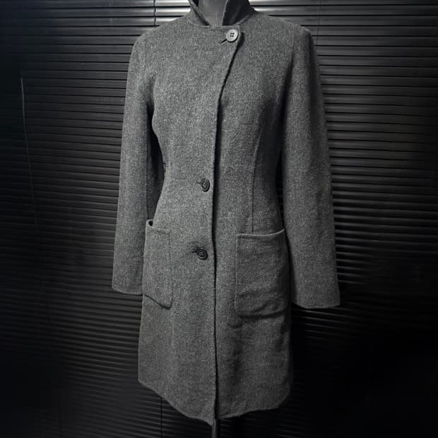Theory 띠어리 울 코트 2버튼 차콜 S 하이넥 락시크 펑크 일본