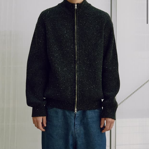 Knitly 니틀리 WOOL NEP ZIP-UP CARDIGAN 