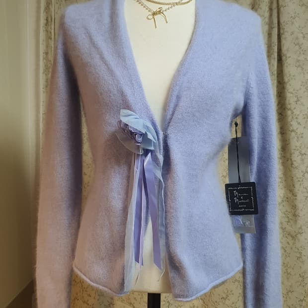 [빈티지] 메르시마망 페티트 블루 리본 가디건