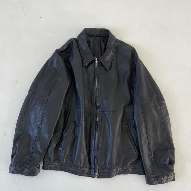 유스 램스킨 워시드 레더 블루종