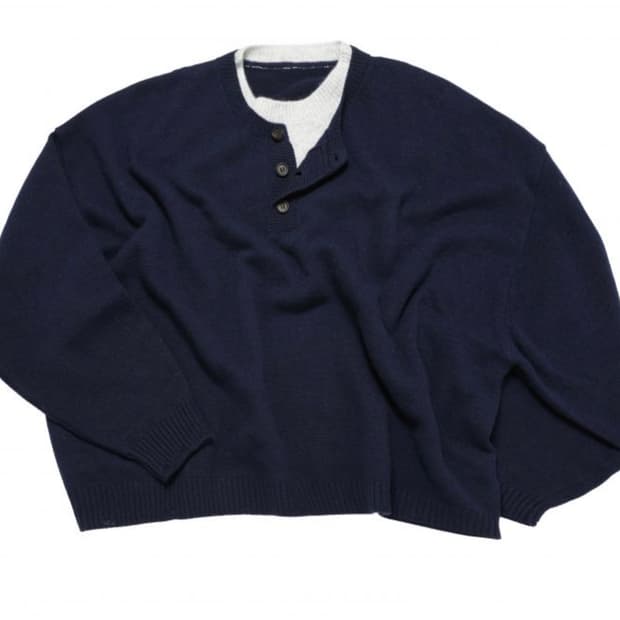 MJD 크롭 니트 네이비