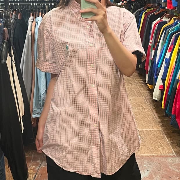 [HI] 폴로 반팔셔츠 핑크 체크