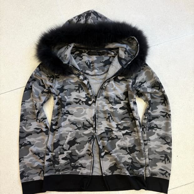 밀리터리 투웨이 퍼 후드집업