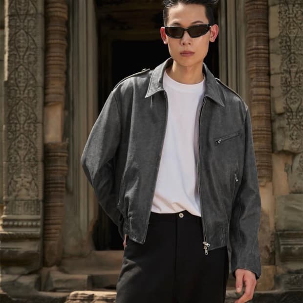 [M] STU 23FW 에폴렛 레더 자켓 블랙 