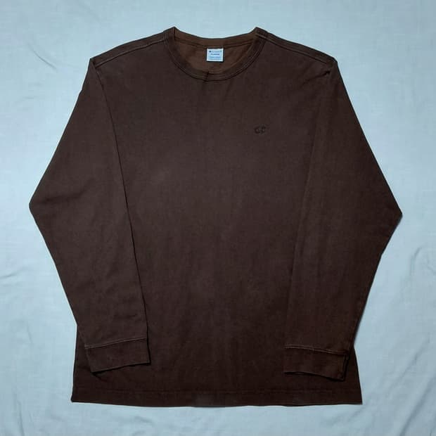 [XL] 챔피온 재팬 라인 자수 로고 롱슬리브 티셔츠 (브라운)
