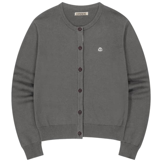 COYSEIO_FLOWER PLACKET CARDIGAN GREY