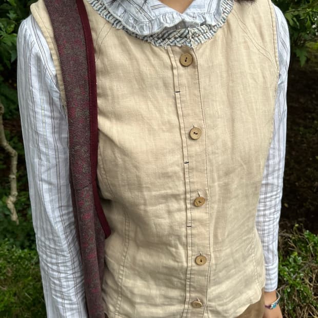 Japanese Beige Button Vest