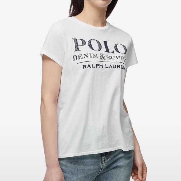 (W) 폴로 랄프로렌 데님 서플라이 로고 티셔츠 화이트
