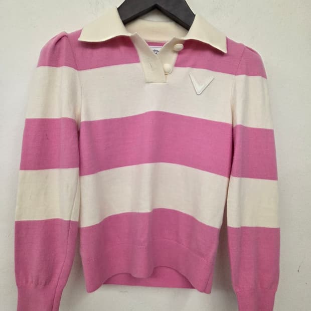 캘러웨이 핑크 스트라이프 카라 니트 85