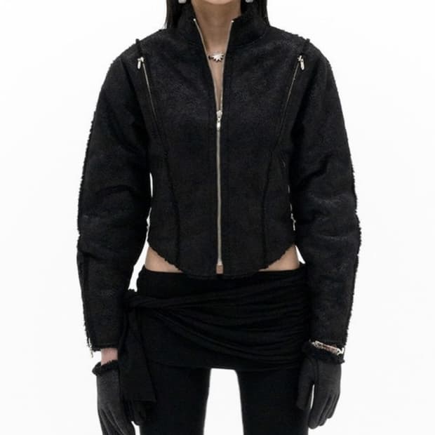 604service 무스탕 자켓 블랙 S