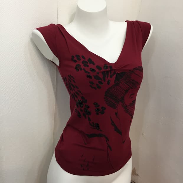 MNGjeans 비즈 프린팅 티셔츠