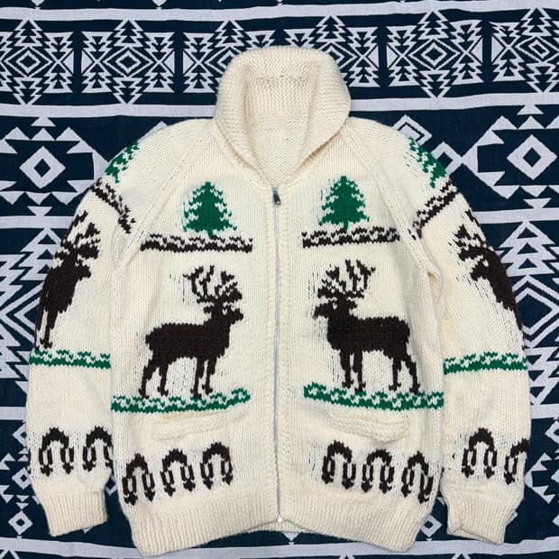 Cowichan (canadian sweater) XXL 사슴 코위찬