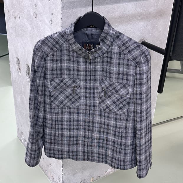 daks gray check zip jacket