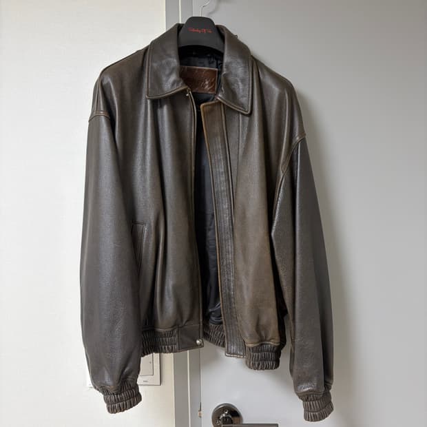 stu 에스티유 오버핏 레더자켓 브라운 M