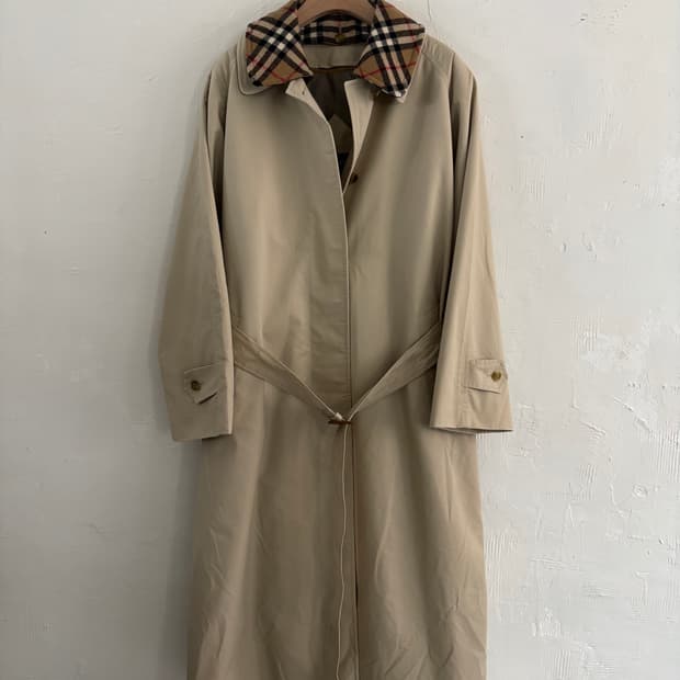 Burberry 버버리 노바체크 울 카라 트렌치 싱글 코트