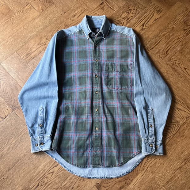 [S]90's Old GAP 올드갭 타탄체크 데님 셔츠