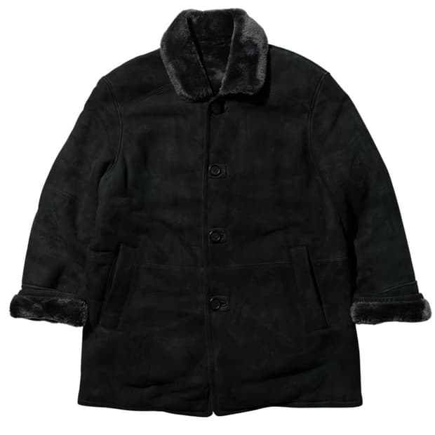 입생로랑 램스킨 램퍼 시어링 무스탕 자켓 블랙