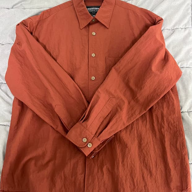 NYLON RAYON RELAXED SHIRT _ BRICK