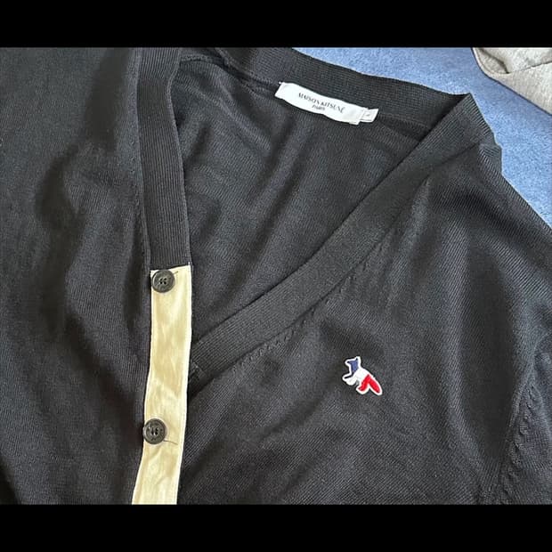 메종키츠네 트리컬러 폭스 패치 클래식 가디건