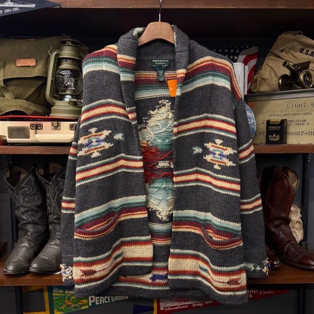 로렌 랄프로렌 by 폴로 오픈 프론트 네이티브 패턴 가디건 N49