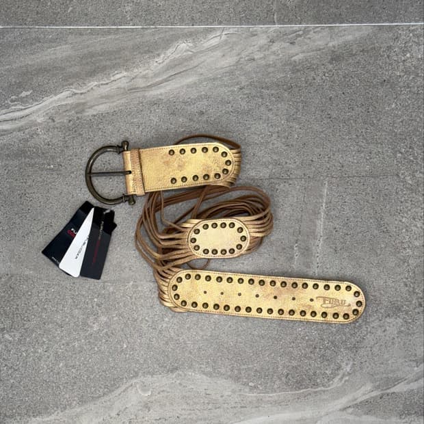 FUBU gold western stud strap buckle belt