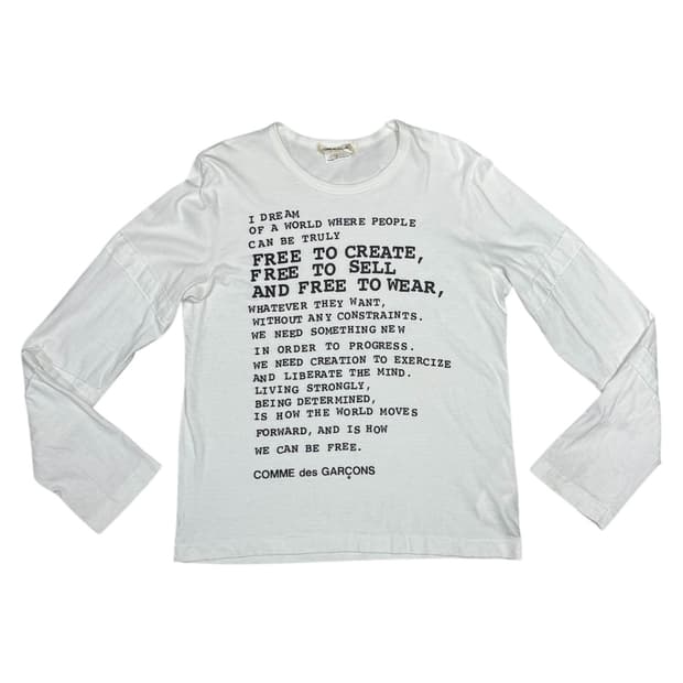 2017 꼼데가르송 자유를 향한 시 롱슬리브 티셔츠