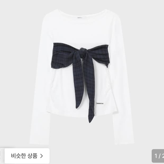 미세키서울 check tie long sleeve WHITE