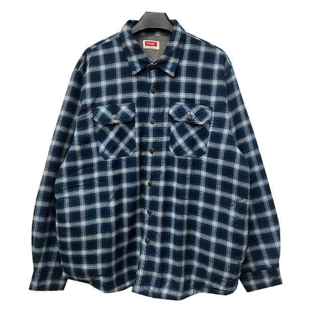 랭글러 블루 체크 웨스턴 플리스 셔츠 자켓 XL