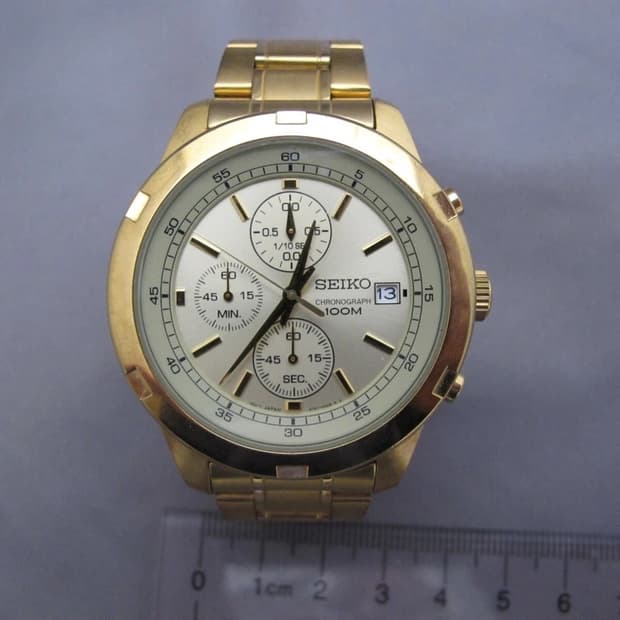 [정품] SEIKO 금장 쿼츠 크로노그래프 실버 다이얼