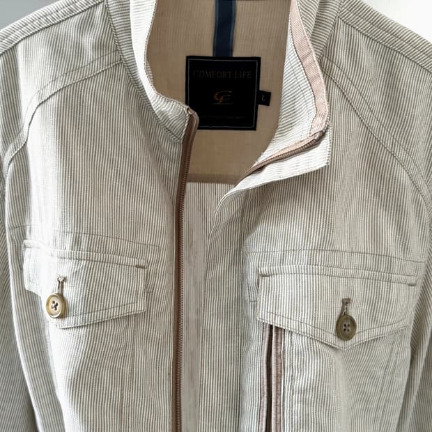 Design stripe zip design light blouson