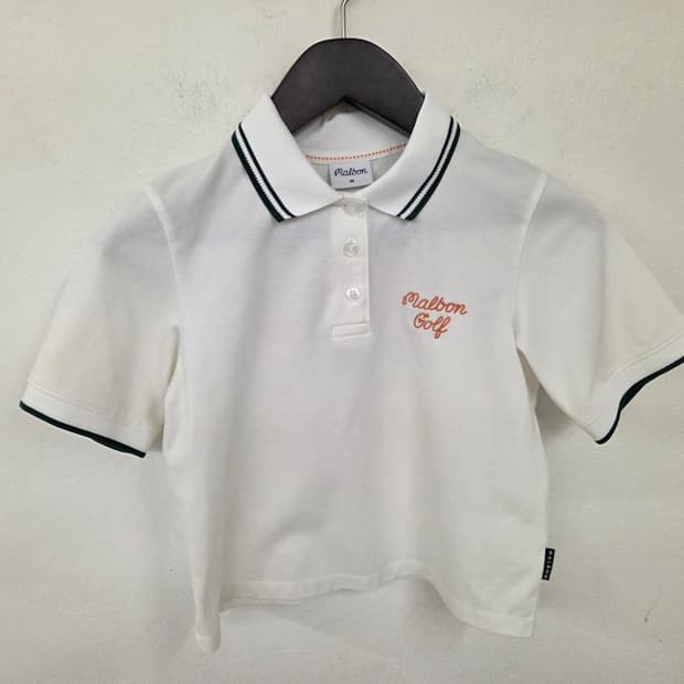 말본골프 크롭화이트 카라 반팔티 XS