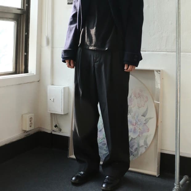 빈티지 핀스트라이프 와이드 트라우저 팬츠