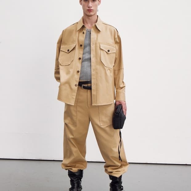 렉토 23FW 플랩 포켓 코튼 워크 셔츠 카키 베이지