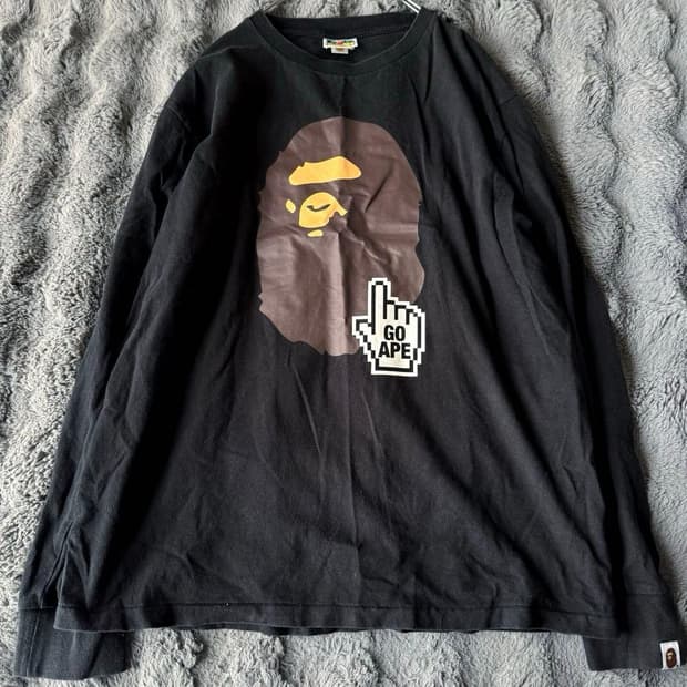 베이프 고 에이프 포인터 롱슬리브 티셔츠 블랙