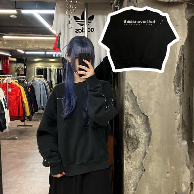 디즈이즈네버댓 맨투맨 블랙 M #csz2278