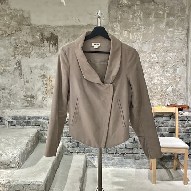 헬무트랭 베이지 레더 바이커 자켓