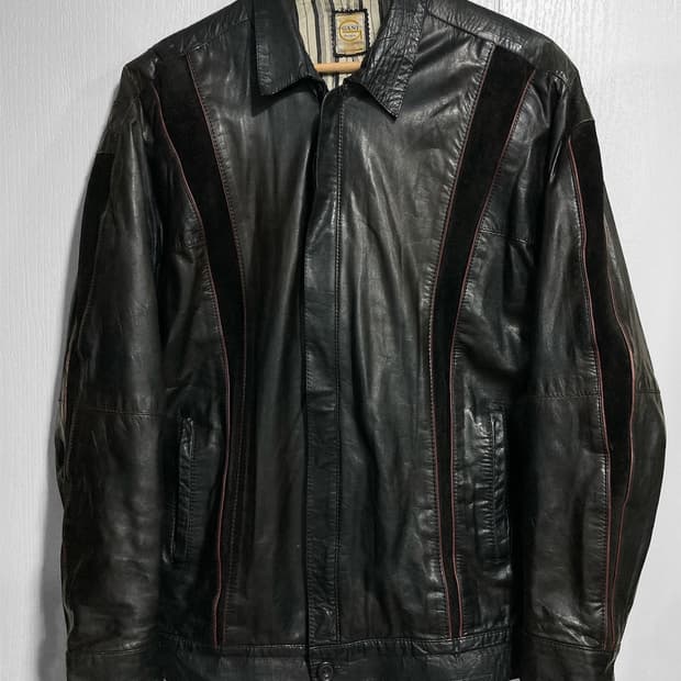 90s 레더 패널 자켓