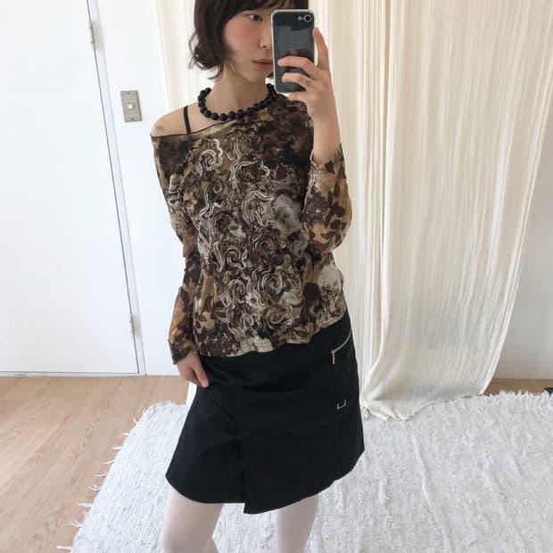 vintage floral mesh top