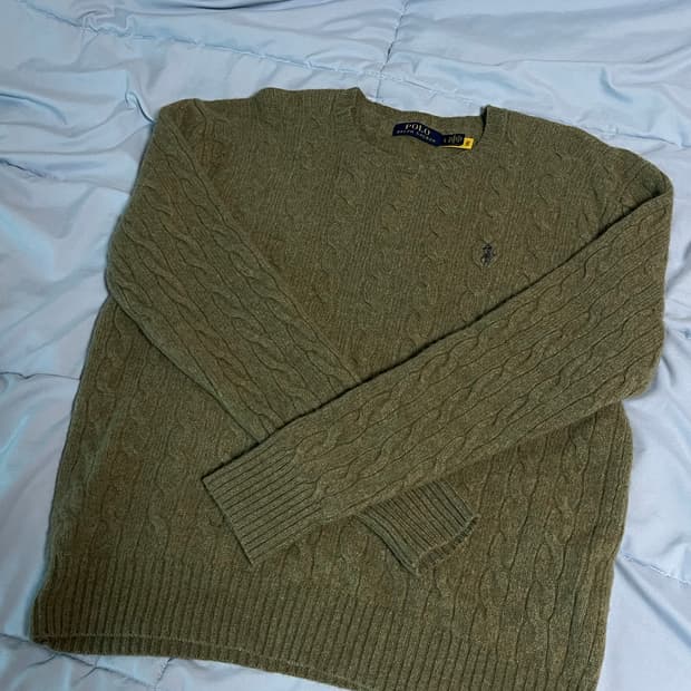 폴로 울 캐시미어 꽈배기 qr l 사이즈 니트 팔아요!