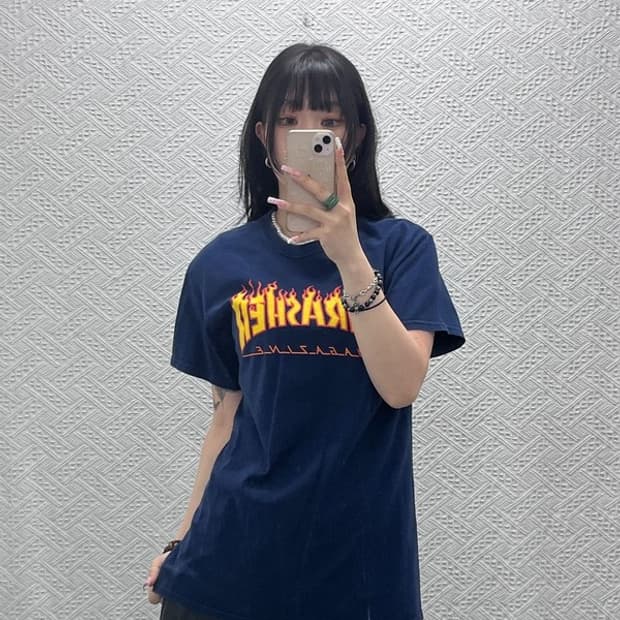 트레셔  올드스쿨 스트릿 펑크 불꽃로고 반팔티 M C12185