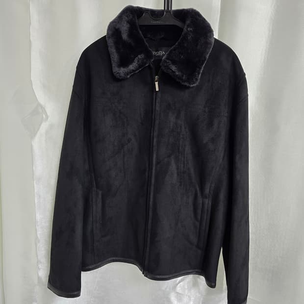 지오지아 블랙 스웨이드 카라 퍼 자켓 (1737)