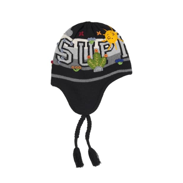 슈프림 펠트 아플리케 이어플랩 비니 블랙