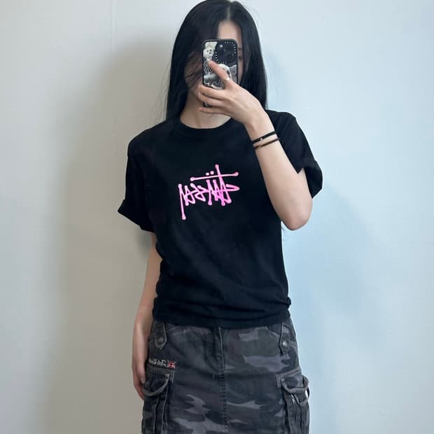 스투시 젤 스탁 블랙 반팔 티셔츠