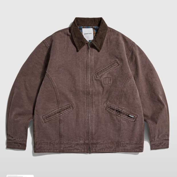 에스피나오지 워시드 캔버스 블루종 자켓 버건디 XL