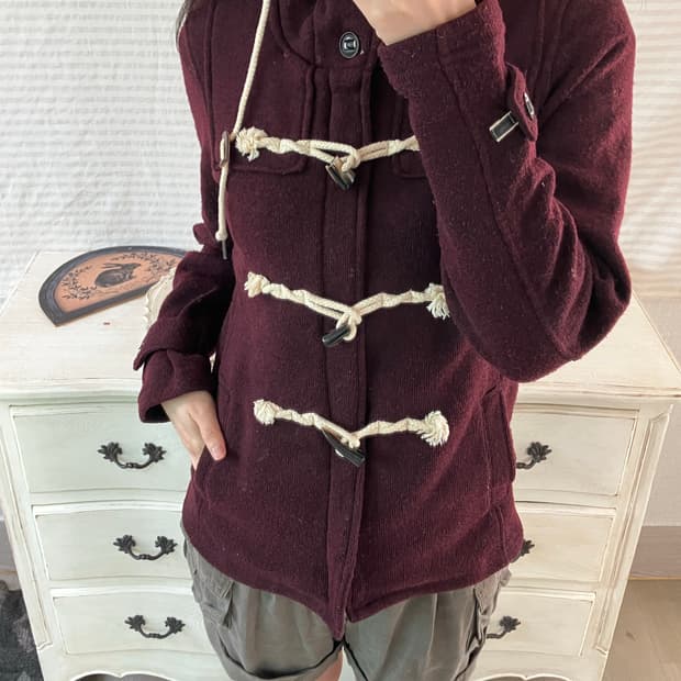 jpn vintage 레드와인 후드 떡볶이 코트 y2k 스트릿 갸루 펑키