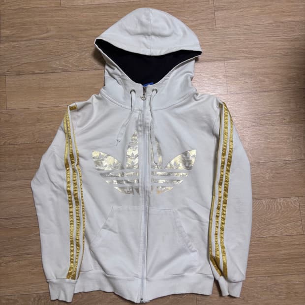 아디다스 화이트 골드 후드집업 빅로고 빈티지 희귀 져지