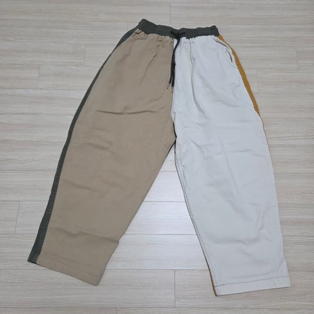 (실착2회) 배색 배기팬츠 와이드팬츠 프리사이즈